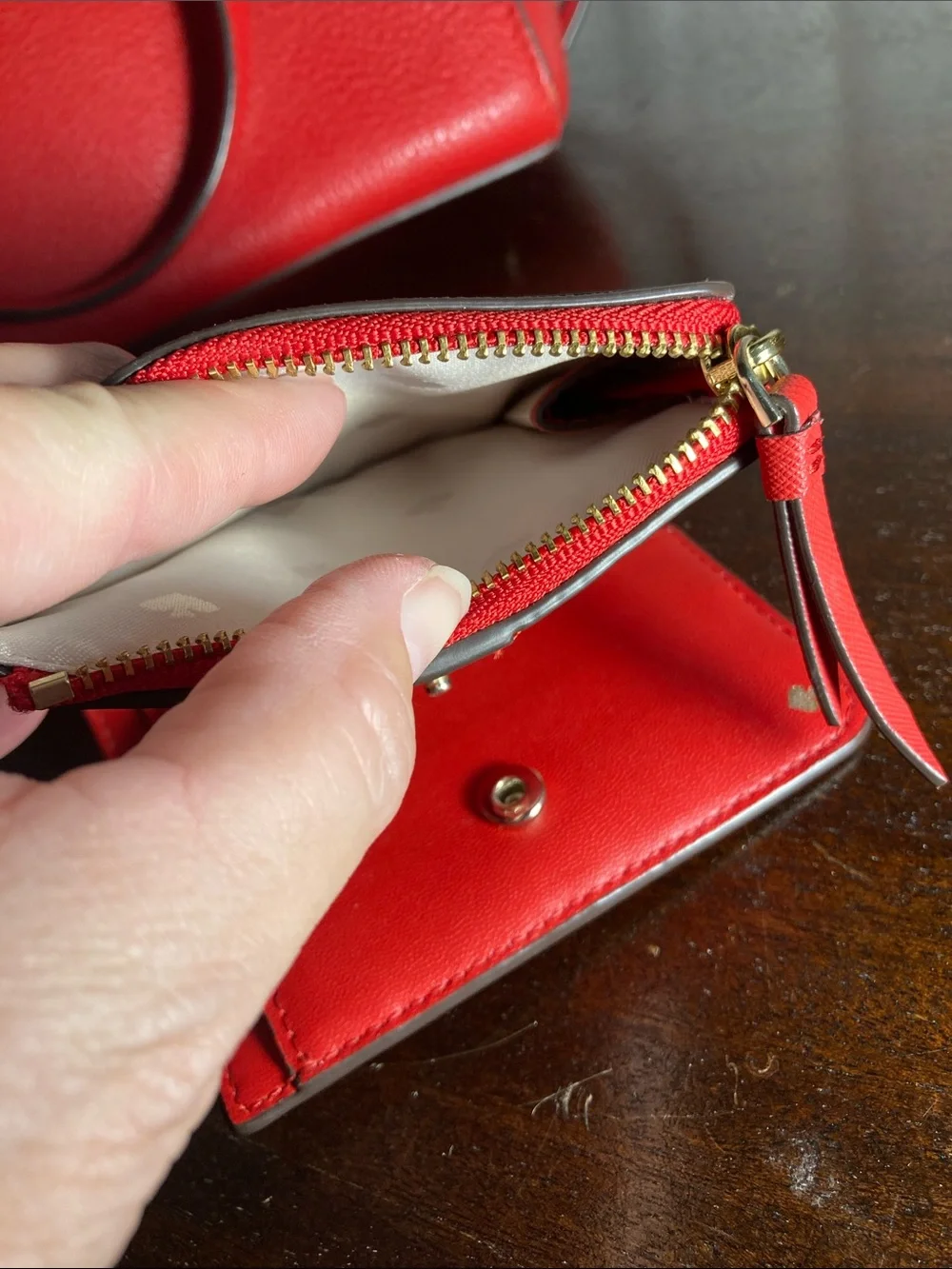 Kate Spade New York hot chili red pebbled leather satchel  and wallet set